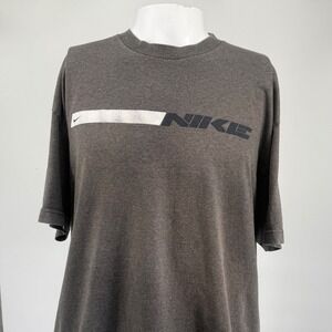 Vintage Nike Graphic T-Shirt Mens XL Charcoal Grey Swoosh Logo Short Sleeve Tee